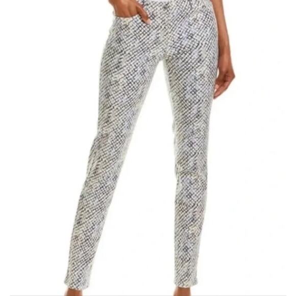 J McLaughlin Size 4 Cream Blue Lexi Skinny Jeans Snakeskin Print Cotton Stretch - Picture 12 of 12